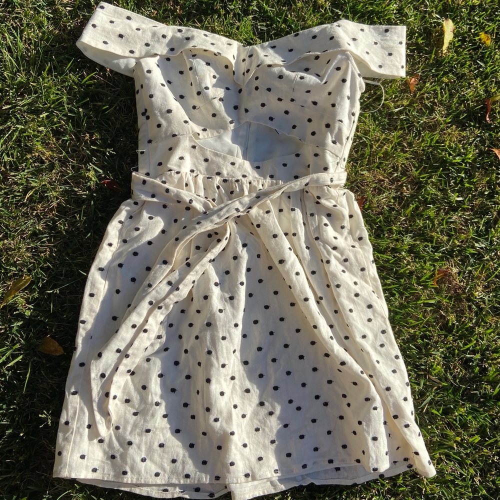 Nordstrom’s ivory polka dot dress